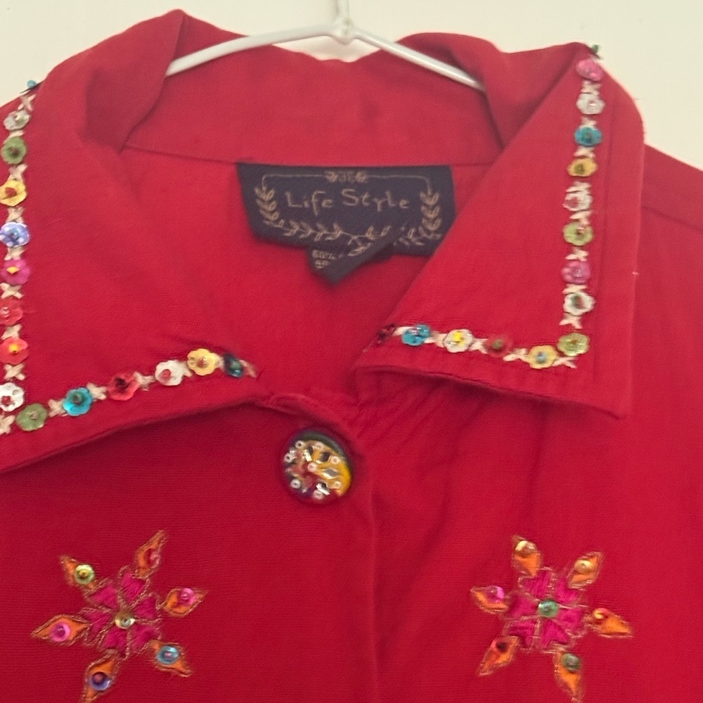 Embellished Red Blazer - Picture 5 of 9